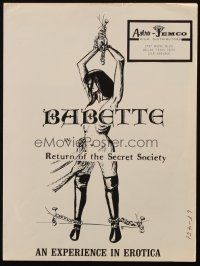 1c815 RETURN OF THE SECRET SOCIETY pressbook '68 sexy bondage art, an experience in erotica!