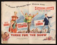 1c897 THREE FOR THE SHOW pressbook '54 Betty Grable, Jack Lemmon, Marge & Gower Champion!