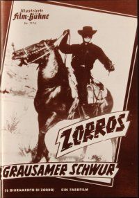 1c244 BEHIND THE MASK OF ZORRO German program '65 cool different images of masked hero on horseback