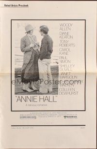 1c469 ANNIE HALL pressbook '77 full-length Woody Allen & Diane Keaton, a nervous romance!