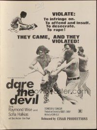 1c543 DARE THE DEVIL pressbook '69 dune buggy hoodlums came and violated women!