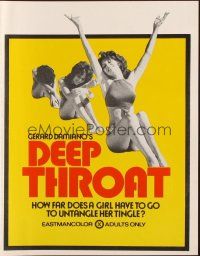 1c551 DEEP THROAT pressbook '72 how far does Lovelace have to go to untangle her tingle!