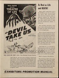 1c557 DEVIL TAKE US pressbook '55 wild artwork of devil with automobiles on strings!