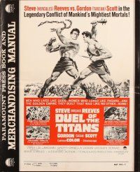 1c575 DUEL OF THE TITANS pressbook '63 Corbucci, Steve Hercules Reeves vs Gordon Tarzan Scott!