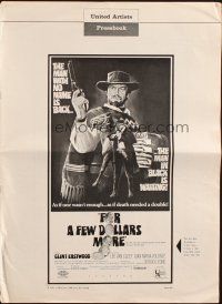 1c595 FOR A FEW DOLLARS MORE pressbook '67 Sergio Leone, great images of Clint Eastwood