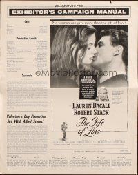 1c609 GIFT OF LOVE pressbook '58 great romantic close up of Lauren Bacall & Robert Stack!