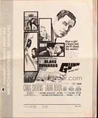 1c622 GUNN pressbook '67 Blake Edwards, cool art of Craig Stevens w/revolver & sexy babes!