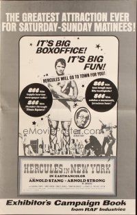 1c634 HERCULES IN NEW YORK pressbook '70 barechested Arnold Schwarzenegger in his first movie!