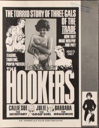 1c639 HOOKERS pressbook '67 the torrid story of three gals of the trade, how they make men pay!