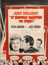 1c665 IT SHOULD HAPPEN TO YOU pressbook '54 Judy Holliday, Peter Lawford, Jack Lemmon's first!