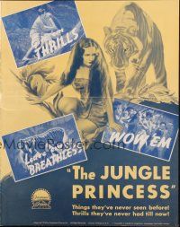 1c676 JUNGLE PRINCESS pressbook '36 artwork of tropical beauty Dorothy Lamour & fierce tigers!