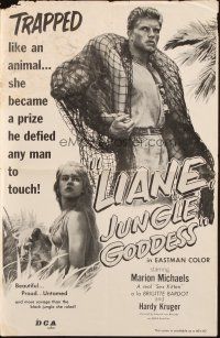 1c701 LIANE JUNGLE GODDESS pressbook '58 sexy mostly naked 16 year-old blonde Marion Michaels!