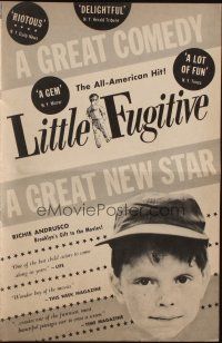 1c705 LITTLE FUGITIVE pressbook '53 Richie Andrusco runs away from home to Coney Island!