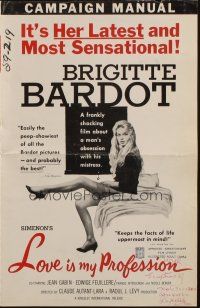 1c716 LOVE IS MY PROFESSION pressbook '59 Georges Simenon En Cas de Malheur, sexy Brigitte Bardot!