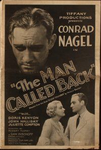 1c732 MAN CALLED BACK pressbook '32 Conrad Nagel, Doris Kenyon, from the book by Andrew Soutar!