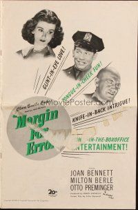 1c744 MARGIN FOR ERROR pressbook '43 Otto Preminger, Joan Bennett, cop Milton Berle!