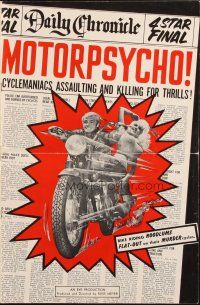 1c764 MOTORPSYCHO pressbook '65 Russ Meyer motorcycle classic, assaulting & killing for thrills!