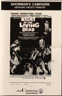 1c784 NIGHT OF THE LIVING DEAD pressbook '68 George Romero zombie classic!