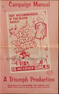 1c788 NOT TONITE HENRY pressbook '61 sex classic, artwork of sexy woman in nightie!