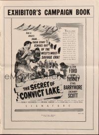 1c828 SECRET OF CONVICT LAKE pressbook '51 lonely Gene Tierney at the mercy of hunted men!