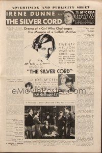 1c843 SILVER CORD pressbook '33 Irene Dunne challenges the menace of a selfish mother, McCrea!