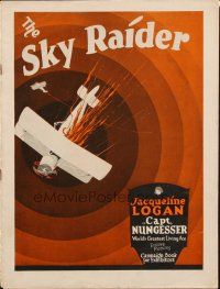 1c849 SKY RAIDER pressbook '25 cool art of crashing World War I airplane in dogfight!