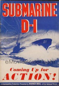 1c868 SUBMARINE D-1 pressbook '37 art of Navy sailors Pat O'Brien, George Brent & Wayne Morris!