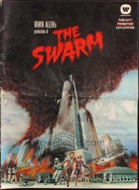 1c874 SWARM pressbook '78 directed by Irwin Allen, cool art of killer bee attack by C.W. Taylor!