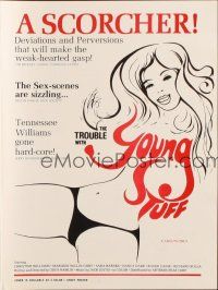 1c909 TROUBLE WITH YOUNG STUFF pressbook '77 great sexy artwork, it's a scorcher!