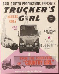 1c910 TRUCKER'S GIRL pressbook '70s big rig drivers who step out on their wives, sexy nude images!