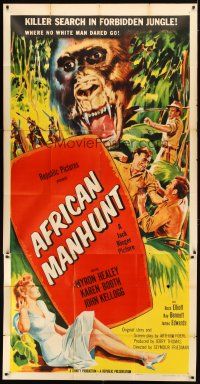 1d470 AFRICAN MANHUNT 3sh '55 in the forbidden jungle where no white man dared go!