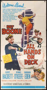 1d477 ALL HANDS ON DECK 3sh '61 Navy Captain Pat Boone, sexy Barbara Eden on ladder!