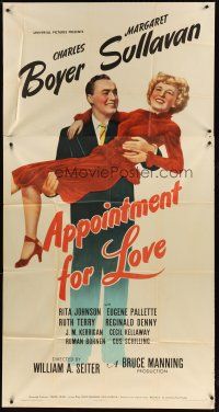 1d486 APPOINTMENT FOR LOVE 3sh '41 full-length Charles Boyer carrying pretty Margaret Sullavan!