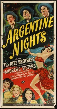 1d488 ARGENTINE NIGHTS 3sh '40 The Ritz Brothers, The Andrews Sisters, art of sexy showgirls!