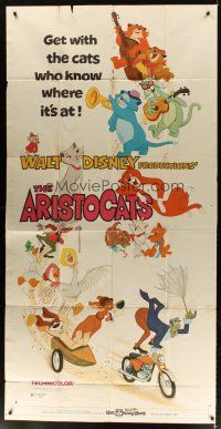 1d489 ARISTOCATS 3sh '71 Walt Disney feline jazz musical cartoon, great colorful image!