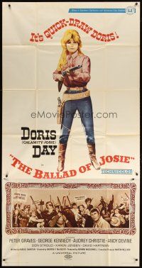 1d499 BALLAD OF JOSIE 3sh '68 great full-length image of quick-draw Doris Day pointing shotgun!