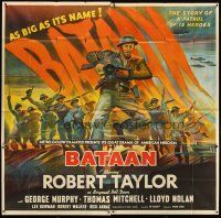 1d141 BATAAN 6sh '43 great colorful artwork of Robert Taylor leading famous World War II charge!