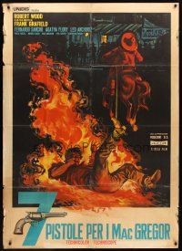 1d280 7 GUNS FOR THE MACGREGORS Italian 1p R66 different spaghetti western art of man burned alive