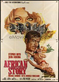 1d003 AFRICAN STORY Italian 2p '71 cool art of Stephen Boyd, sexy Sylva Koscina & many guns!