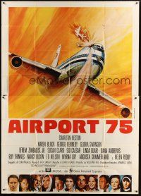 1d004 AIRPORT 1975 Italian 2p '75 Charlton Heston, Karen Black, Akimoto aviation accident art!