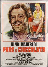 1d016 BREAD & CHOCOLATE Italian 2p '73 Pane e Cioccolata, art of wacky Nino Manfredi by Mos!