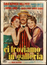 1d017 CI TROVIAMO IN GALLERIA Italian 2p '53 Ciriello art of Carlo Dapporto between sexy ladies!
