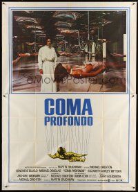 1d021 COMA Italian 2p '78 Genevieve Bujold finds room of hanging unconscious sexy beautiful people!