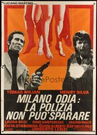 1d029 DEATH DEALER Italian 2p '79 Umberto Lenzi, Tomas Milian, Henry Silva, wild gory image!