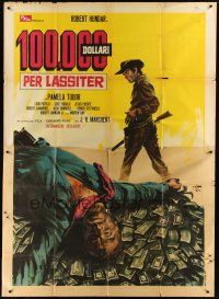 1d032 DOLLARS FOR A FAST GUN Italian 2p '66 Putzu spaghetti western art of dead guy on cash pile!