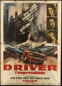 1d033 DRIVER Italian 2p '78 Walter Hill, O'Neal, Dern & Adjani, different car chase & gun art!