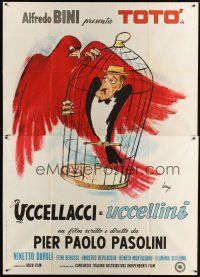 1d044 HAWKS & THE SPARROWS Italian 2p '66 Pier Paolo Pasolini's Uccellacci e uccellini, Longi art!