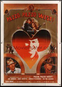 1d045 HEARTS OF THE WEST Italian 2p '75 art of Hollywood cowboy Jeff Bridges by Richard Hess!