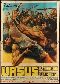 1d047 HERCULES PRISONER OF EVIL Italian 2p '64 Ursus, il Terrore dei Kirghisi, sword & sandal art!