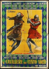 1d058 KNIGHT OF 100 FACES Italian 2p '60 Il cavaliere dai cento volti, art of knights battling!